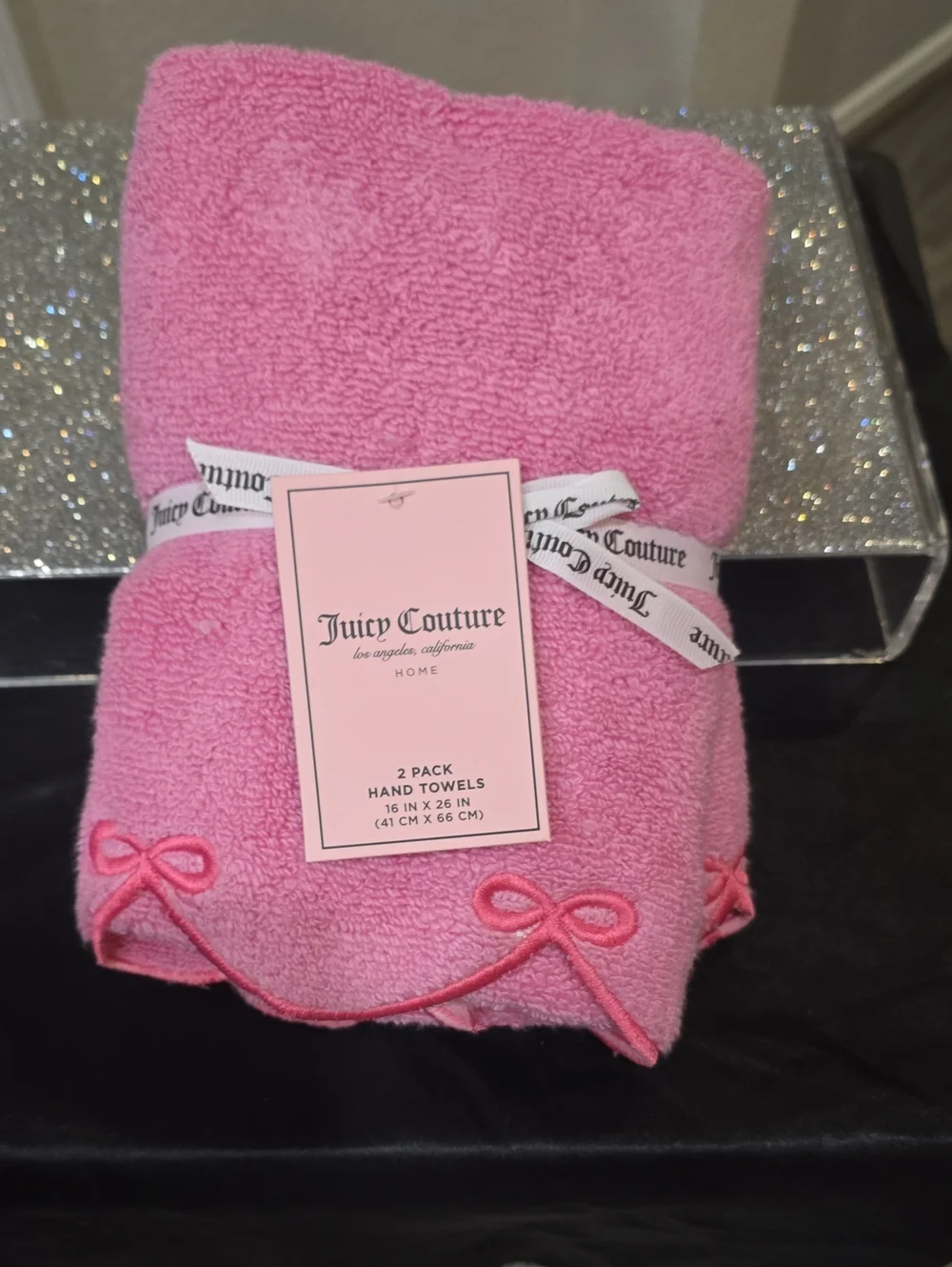 Juicy Couture Home Bow Trim Scalloped Hand Towel Set